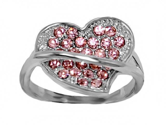 Каблучка Neoglory. Родій. Камені: рожевий циркон. Є: 16р 17р 18р 19р