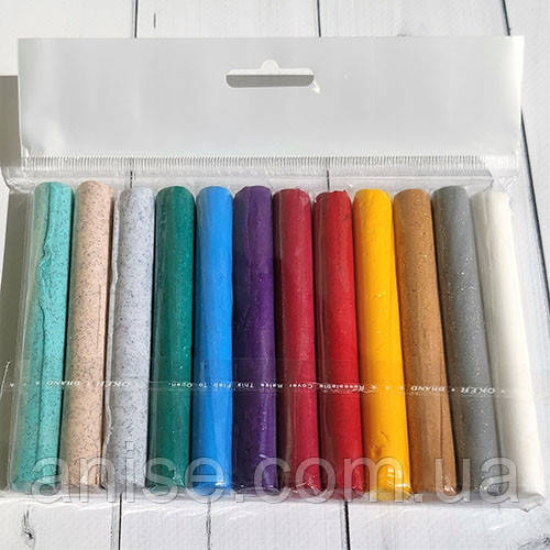 Полимерная глина Lema Glitters Набор 12 цветов / Полімерна глина Lema Glitters Набір 12 кольорів - фото 1 - id-p528263389