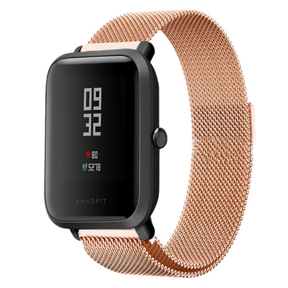 Металевий ремінець MiJobs для Xiaomi Amazfit Bip / Lite / 20 мм міланська петля Золотий / Рожевий 1565P