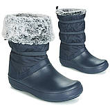 Чоботи зимові жіночі непромокальні дутики з хутром / Crocs Womens Crocband Winter Boot (205314) Темно-сині 37, фото 3