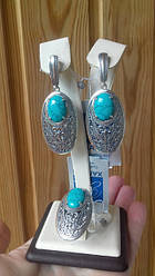Шикарний срібний комплект із бірюзою