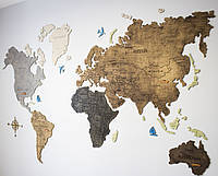 Карта світу на стіну з фанери тонована