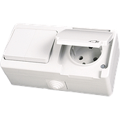 Nemliyer Білий вимикач двоклавішний + Розетка із заземленням