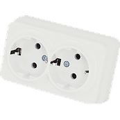 Розетка подвійна із заземленням Gunsan Misya зовнішня біла