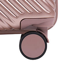 Середній валізу з полікарбонату преміум серії для ручної поклажі на 4-х подвійних колесах рожеве золото, фото 2