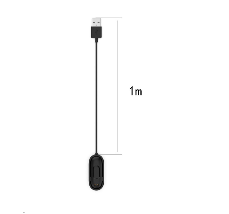 Кабель Mi Band 4 - 100см зарядний зарядка USB charger Mi Fit Чорний