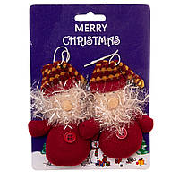 Набор елочных игрушек - мягкая фигурка Дед Мороз, 2 шт, 7 см, красная, текстиль (000050-1)