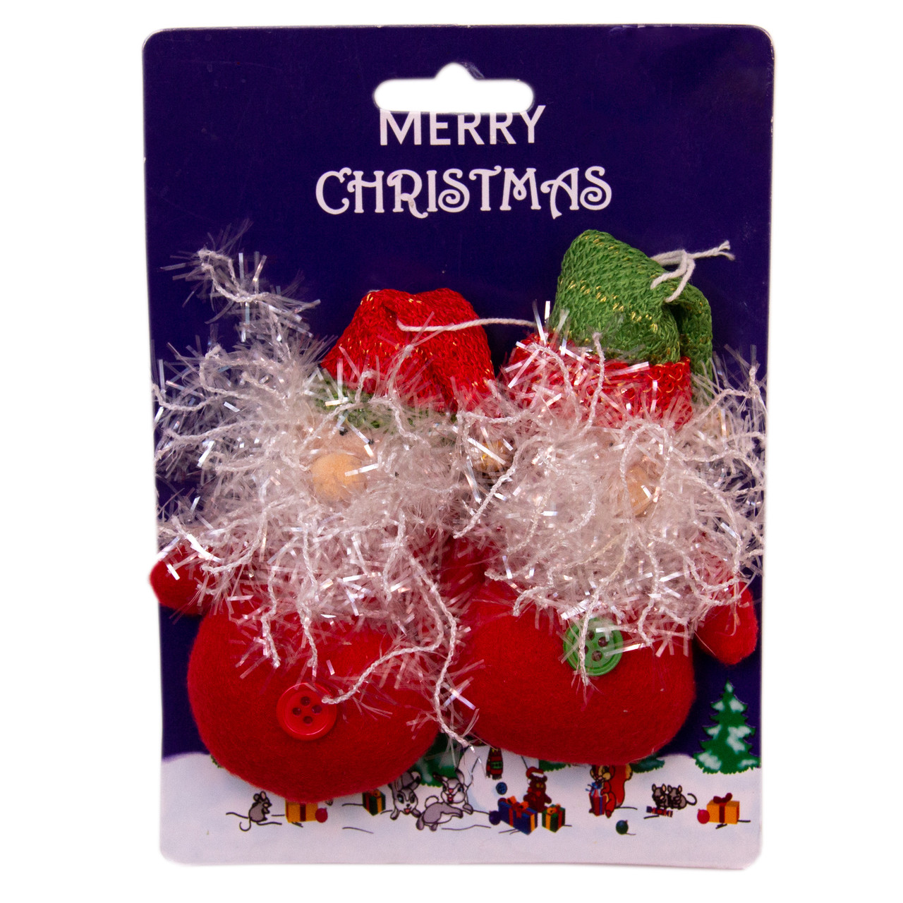 М'яка ялинкова іграшка Дід Мороз набір 2 шт, 9 см, червоний, текстиль, новорічна фігурка (000340-2), фото 1