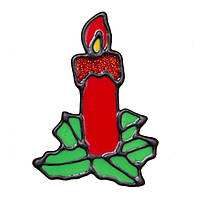 Новогоднее украшение - наклейка на окно красная свечка, 10x10 см, красная, силикон (000456-6)