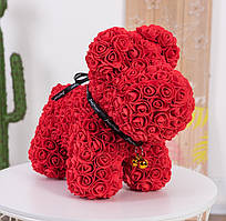Собачка з троянд (матеріал фоміран) Lerosh — червоний 35 см
