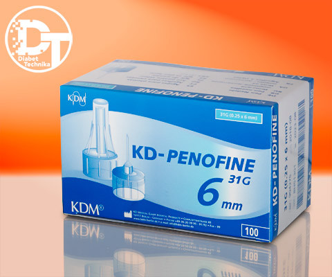 Голки для шприц - ручок КД Пінофайн (KD-PENOFINE) універсальні 6 мм. - 100 шт.
