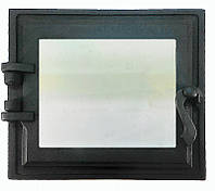 Топочная дверца для печи и камина со стеклом 330х360 мм, чугунная печная, каминная дверка 102867