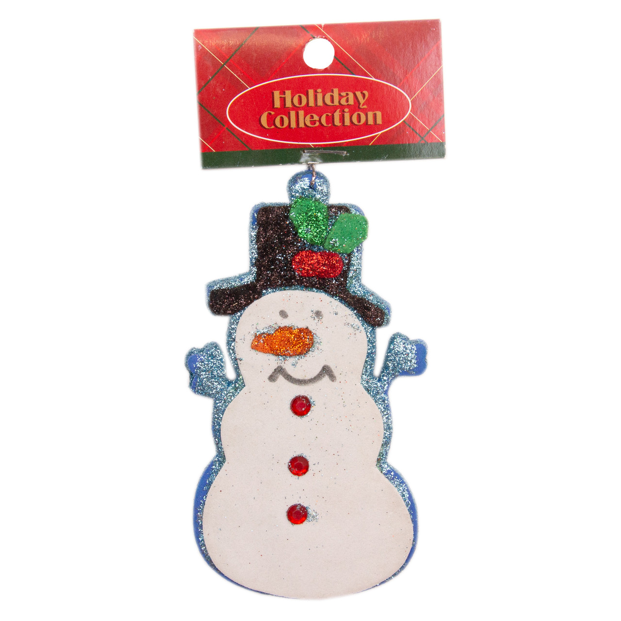 Ялинкова іграшка фігурка Сніговик у чорній шапці, 13 см, білий, пінопласт (000562-4), фото 1