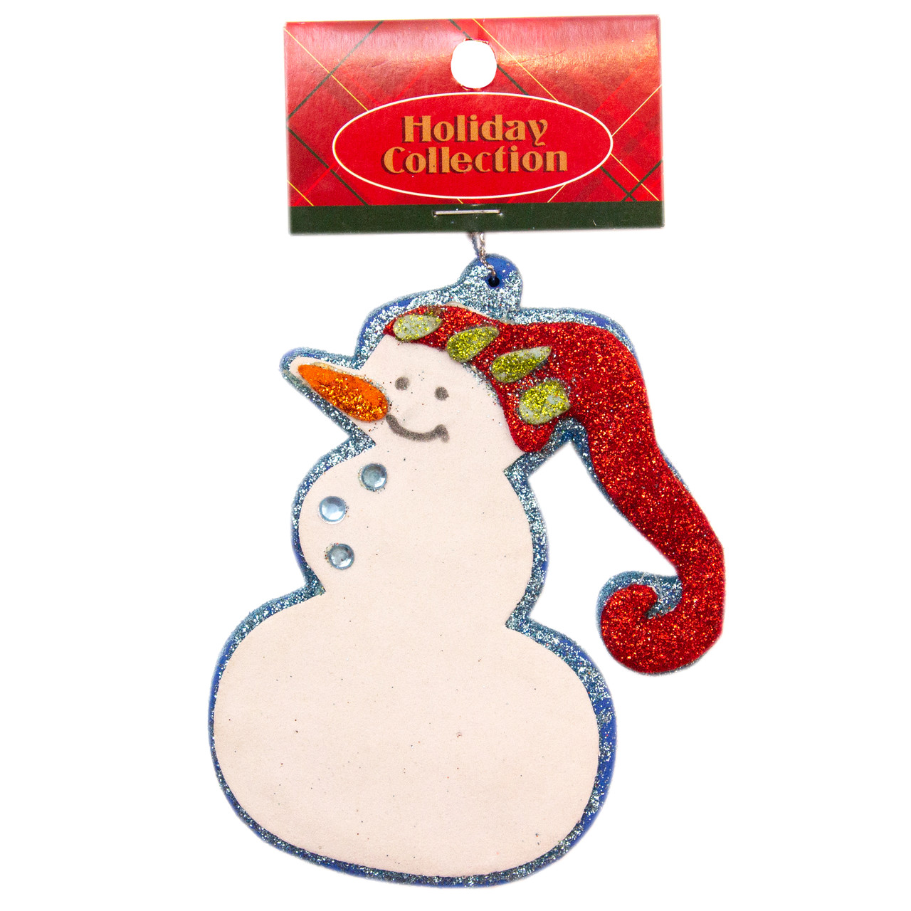 Ялинкова іграшка фігурка Сніговик у червоній шапці, 13 см, білий, пінопласт (000562-5), фото 1