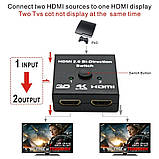 HDMI комутатор / спліттер двонаправлений на 2 порти 4K свитч bi direction Switch Splitter свіч перемикач розгалужувач HDMI ( WD2-1, фото 9