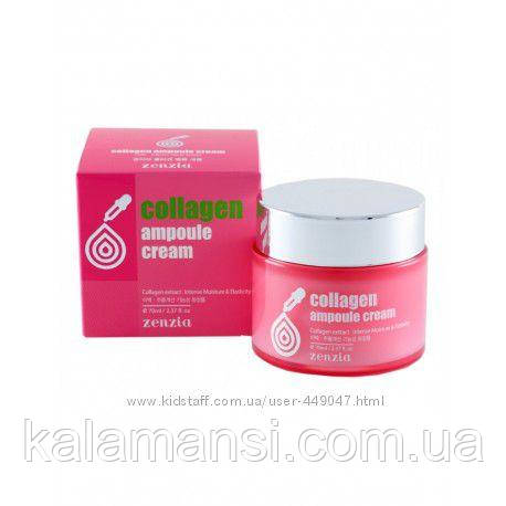 Крем із колагеном, гіалуроновою кислотою Zenzia Collagen Ampoule Cream 70 мл
