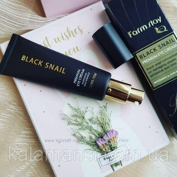 Омолаживающий крем для век с муцином черной улитки Farm Stay Black Snail Premium Eye Cream 50 мл - фото 2 - id-p1023515196