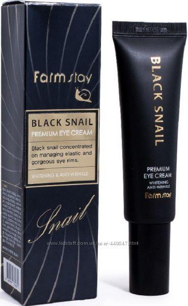 Омолоджувальний крем для повік із муцином чорного равлика Farm Stay Black Snail Premium Eye Cream 50 мл