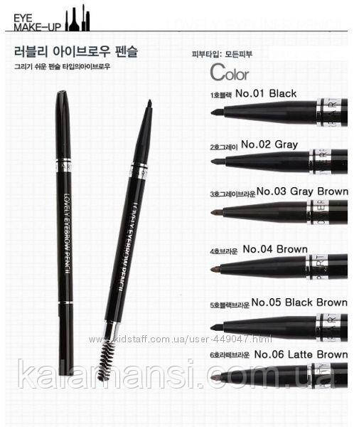 Олівець для брів з щіточкою Tony Moly Lovely Eyebrow Pencil (№1 - черный)