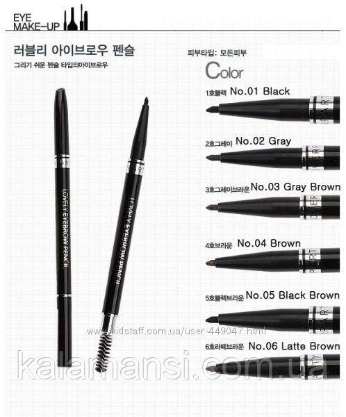 Карандаш для бровей с щеточкой Tony Moly Lovely Eyebrow Pencil (№1 - черный) - фото 1 - id-p1023516936