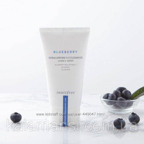 Слабокисла балансує зволожуюча піна з чорницею Innisfree Blueberry Rebalancing pH5.5 Cleanser 100мл
