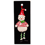 Новорічна ялинкова іграшка - фігурка Сніговик в смужку, 13 см, різнокольоровий, полірезин (001583-3), фото 2