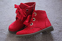 Женские ботинки Тимберленды замшевые красные молния шнуровка 37 размер
