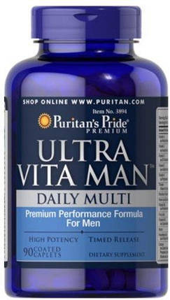 Вітаміни для чоловіків Puritan's Pride Ultra Vita Man Daily Multi Timed Release 90 капс., фото 1