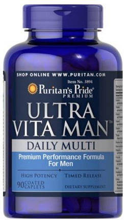 Вітаміни для чоловіків Puritan's Pride Ultra Vita Man Daily Multi Timed Release 90 капс., фото 2