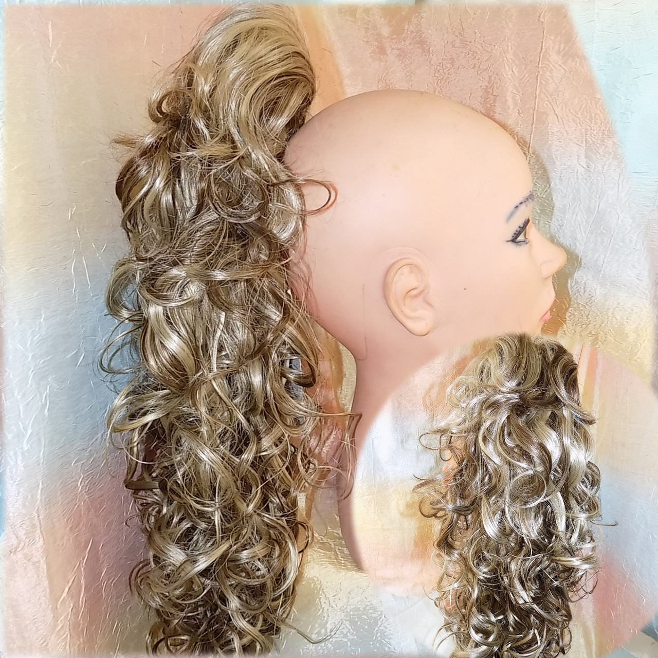 Хвіст шиньйон довгий кучерявий на крабі платиново-русий Т88+20-12T26 ELEGANT, фото 1