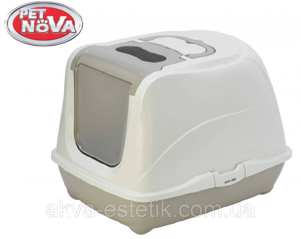 Pet Nova Закритий туалет CatLifePlus 50 см сірий