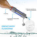 Фільтр портативний для води туристичний похідний Water Filter Straw блакитний, фото 9
