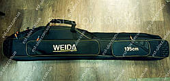 Великий місткий чохол для вудлищ Weida 1.35m на 2 секції +2 бічні кишені