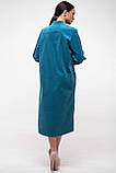 Модне плаття прямого крою з поясом міді на гудзиках 42-52 розміру блакитне, фото 7