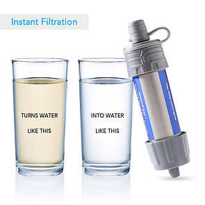 Фільтр портативний для води туристичний похідний Water Filter Straw на 3000 л Блакитний