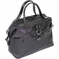 Жіноча молодіжна сумка, ділова, офісна, натуральна замша й екошкіра, 1 відділення, довжина ручка (2486) чорна