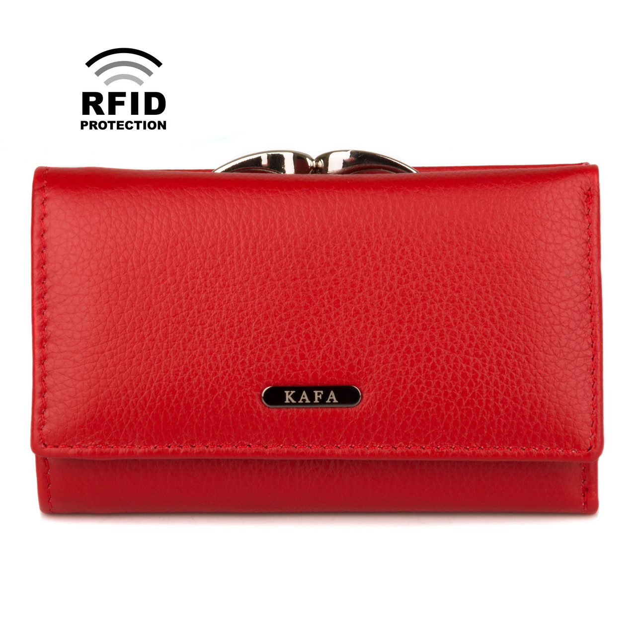 Компактний жіночий Гаманець Шкіряний Kafa з RFID захистом (AE214 red mat)