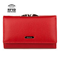 Компактный Женский Кошелек Кожаный Kafa с RFID защитой (AE214 red mat)