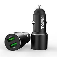 Автомобільний зарядний пристрій Topk Quick Charge 3.0 30 W 2xUSB Black (TK207Q-BL)