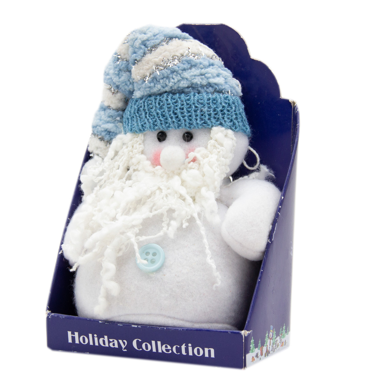 Ялинкова іграшка м'яка - Білий Дід Мороз з білою бородою, 9 см, білий, текстиль (000265-16)