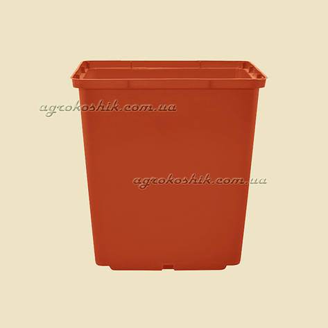 Вазон для розсади квадратний 15см х20см, V=2,8 л, Теракотовий, фото 1