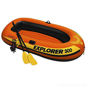 Двомісний надувний човен Intex 58332 Explorer 300 Set, 211 х 117 х 41 см, з веслами та насосом