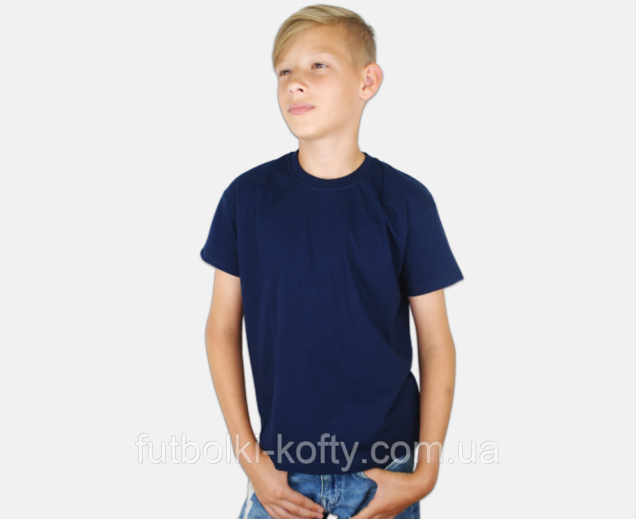 Дитяча футболка синя базова бавовняна (глибокий темно-синій) Valueweight kids Fruit of the Loom, фото 1