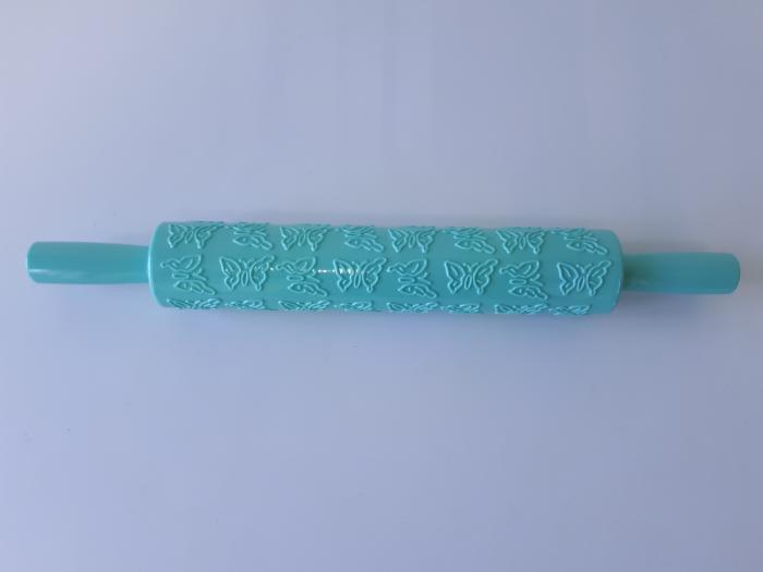Скалка кондитерская текстурная с узором Бабочка пластиковая для мастики L 39 / 25 cm D 4 cm - фото 2 - id-p438599011