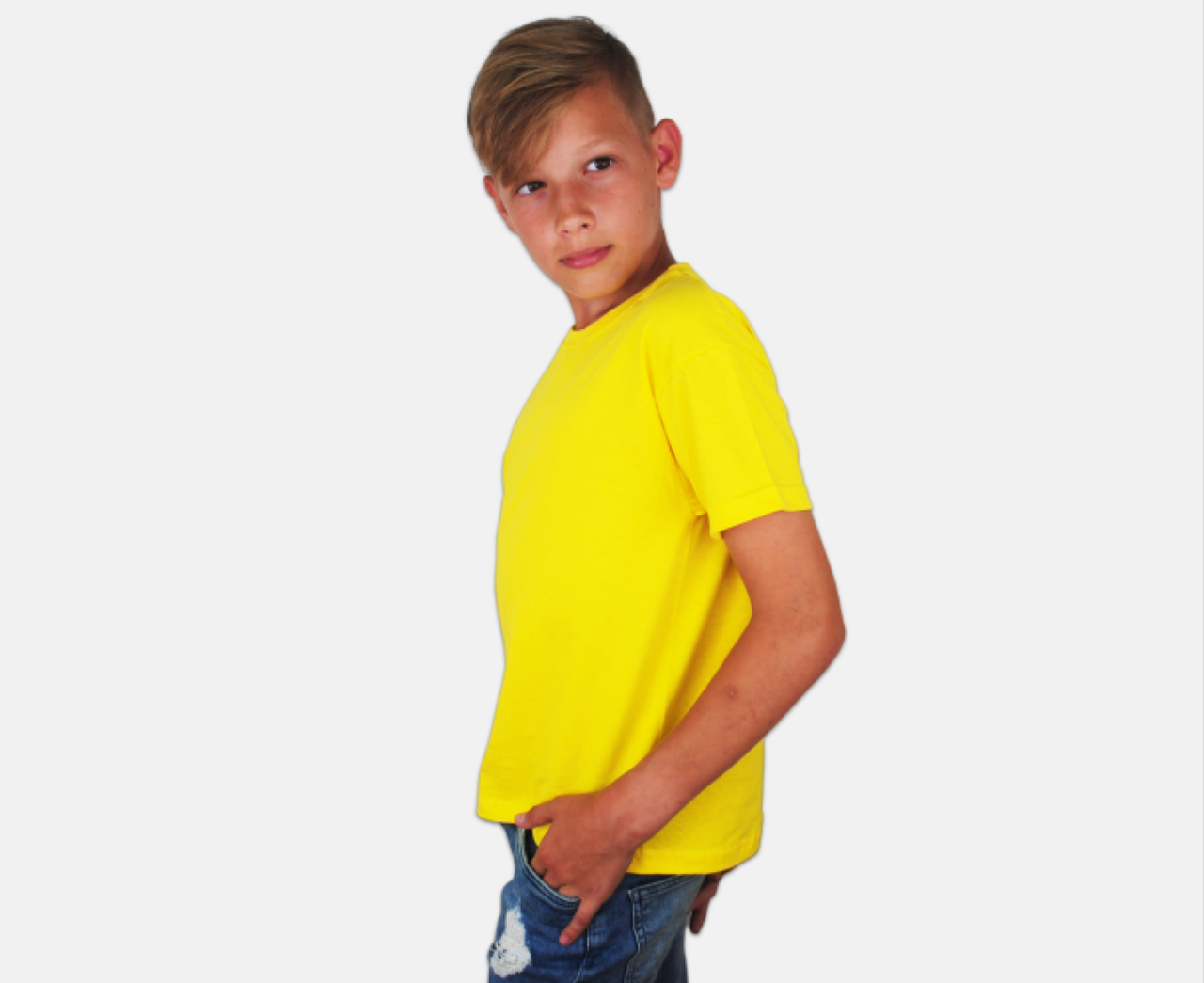 Детская Классическая Футболка для Мальчиков Ярко-жёлтая Fruit of the loom 61-033-K2 3-4 - фото 3 - id-p107668252