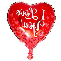 Надувна куля з фольги серце "I love you" для гелію/повітря d = 45 см