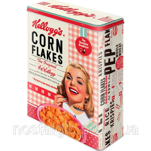 Жерстяна банка XL kellogg's - Girl Corn Flakes Collage | Ностальгічне-Art 30324