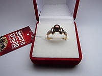 Золотое женское кольцо с жемчугом. Размер 18,2