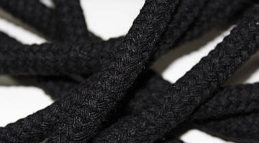 Шнур круглий чорний 10мм бавовняний моток 50м