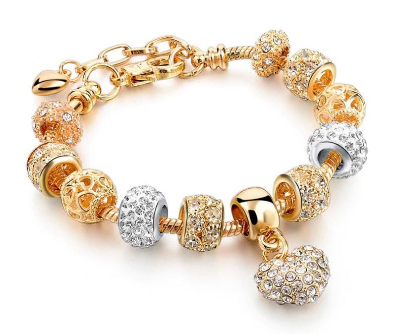 Жіночий браслет Primo Heart с шармами - Gold Silver